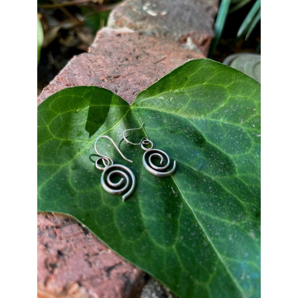 Handmade Sterling Silver Spiral Earrings | Minimalist Dangle Jewelry
